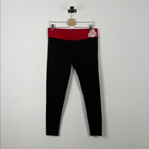 Pink Victoria's Secret Black Leggings with Red Love Pink Logo Waistband Women L